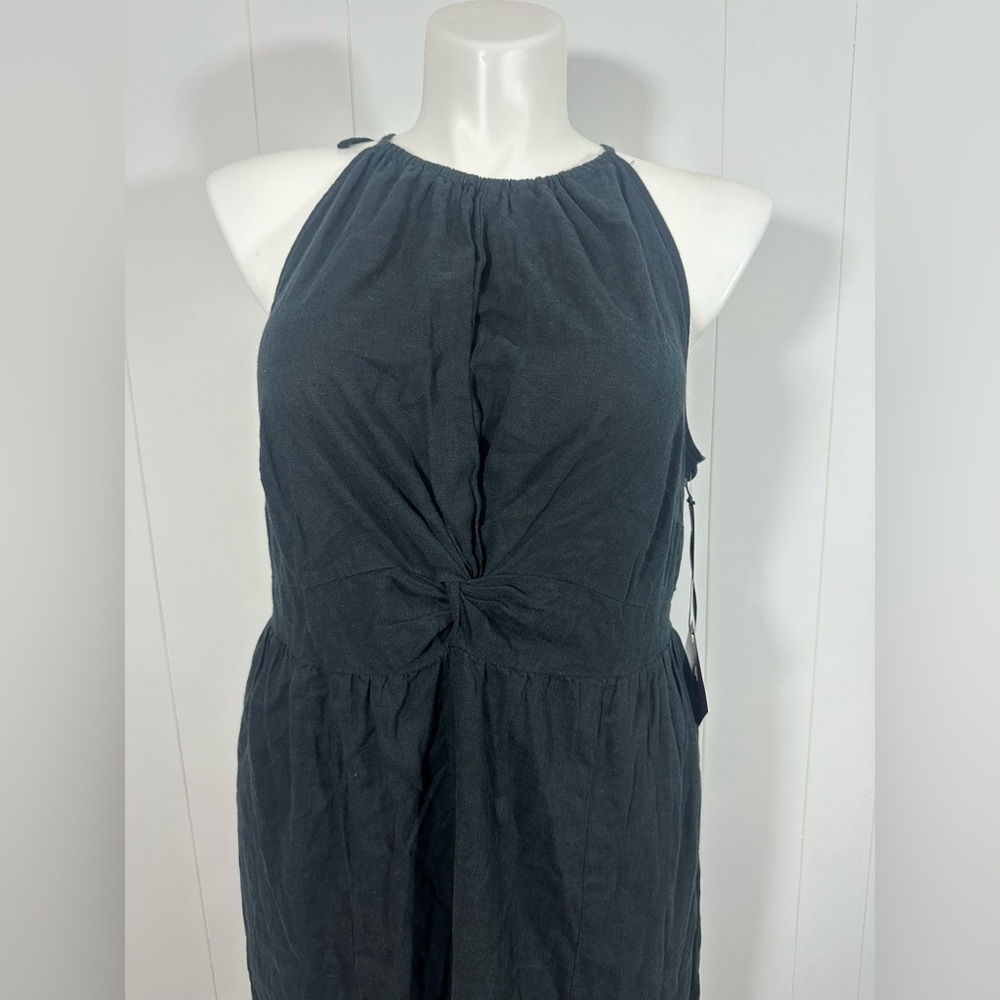 NWT Ava & Viv Women's Halter Neck A-Line Linen Black Dress Size XXL - Picture 3 of 15